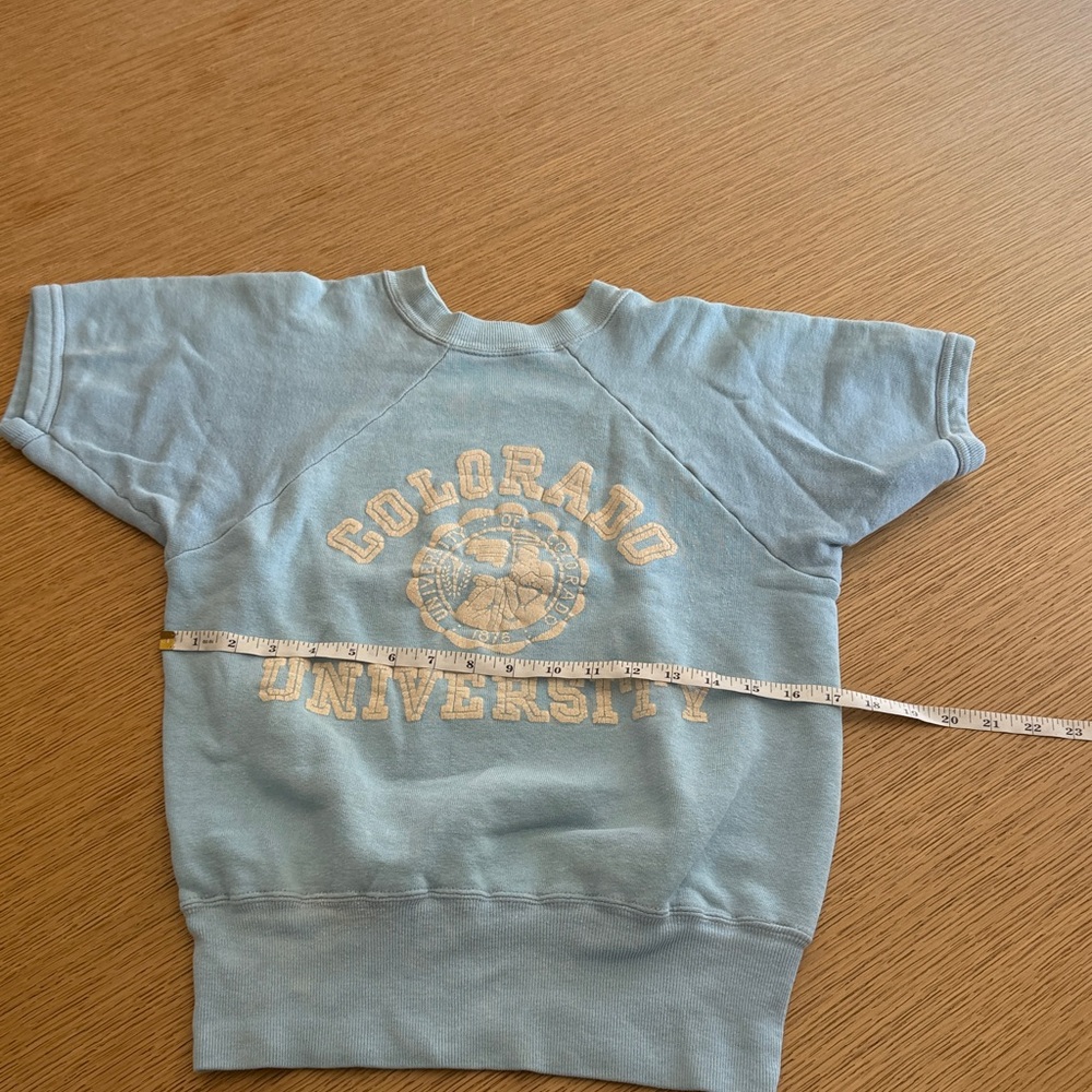 Vintage Blue Colorado University Short Sleeve Sweatshirt - Picture 6 of 6